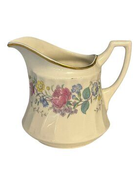 Vintage Syracuse China Lilac Rose Creamer Pitcher Floral Gold Trim USA